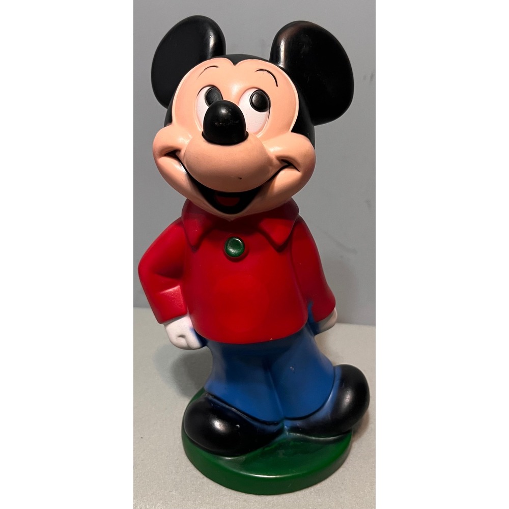 Vintage Mickey Mouse Coin Bank 11 Inch Red Shirt Blue Pants Disney Collectible